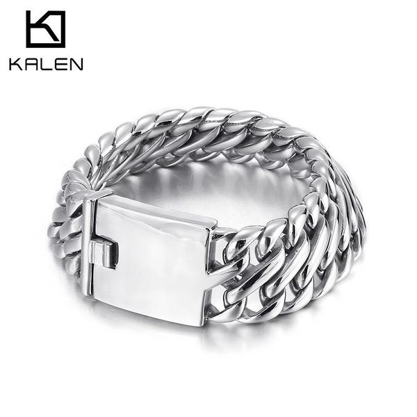 bangle kalen 26mm wide polished chain cuban link men's 316l stainless steel bracelet wristband jewelry, Black
bangle kalen 26mm wide polished chain cuban link men's 316l stainless steel bracelet wristband jewelry, Black