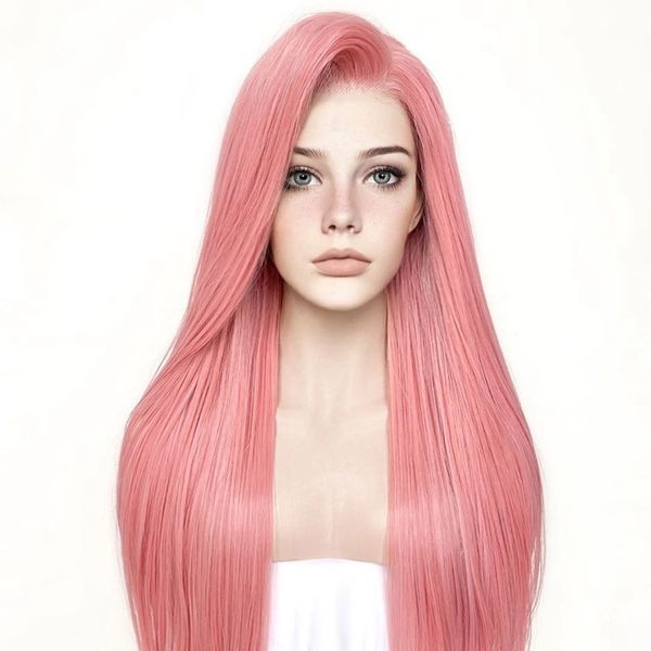 glueless pink side part soft silky straight systhetic hair wigs for white women glueless 13x3 lace front wigs, Black
glueless pink side part soft silky straight systhetic hair wigs for white women glueless 13x3 lace front wigs, Black