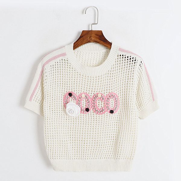 422 l 2023 summer sweaters women's pullover black white beads sweater crew neck short sleeve brand same style women's dl, White;black
422 l 2023 summer sweaters women's pullover black white beads sweater crew neck short sleeve brand same style women's dl, White;black