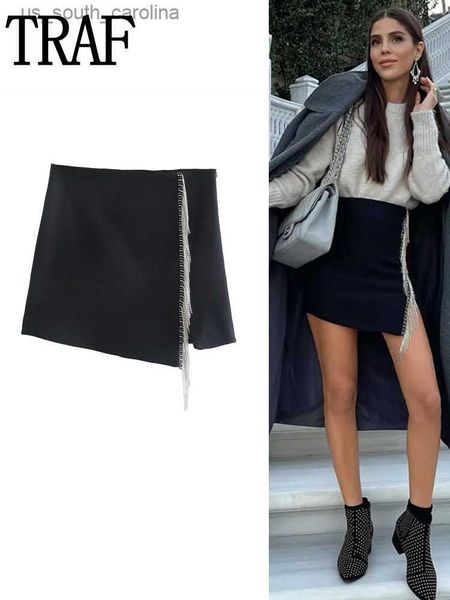 skirts traf black women's skirt high waist mini skirts for women summer fashion slit skirt woman streetwear tassel short skirts l230522
skirts traf black women's skirt high waist mini skirts for women summer fashion slit skirt woman streetwear tassel short skirts l230522