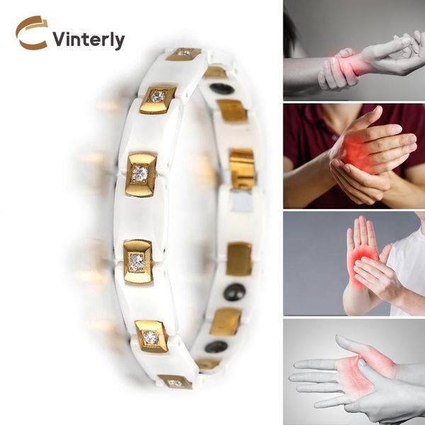 bangle vinterly bracelets for women chain goldcolor aaa cz stone bracelet woman health energy hematite ceramic bracelets femme jewelry, Black
bangle vinterly bracelets for women chain goldcolor aaa cz stone bracelet woman health energy hematite ceramic bracelets femme jewelry, Black