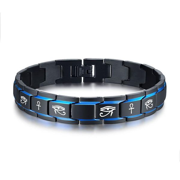 bangle men engraved eye of horus anka cross watch band bracelet with blue line stainless steel bangle jewelry, Black
bangle men engraved eye of horus anka cross watch band bracelet with blue line stainless steel bangle jewelry, Black