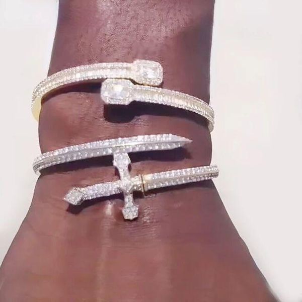 bangle micro pave 5a cubic zirconia cz iced out bling cross hip hop sword shaped bangle bracelet for men 7" 8", Black
bangle micro pave 5a cubic zirconia cz iced out bling cross hip hop sword shaped bangle bracelet for men 7" 8", Black
