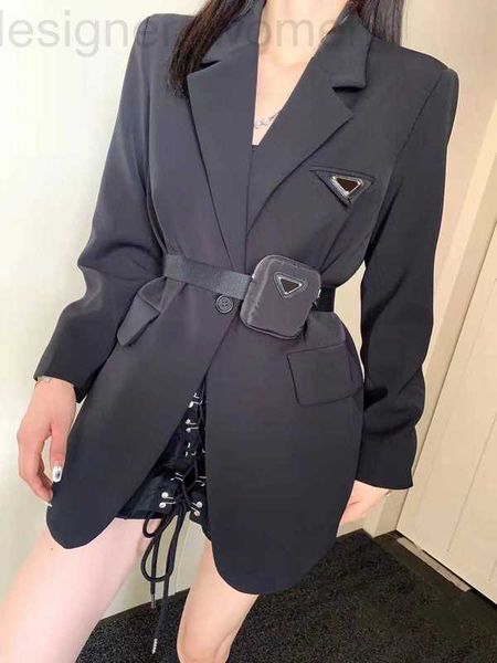 women's suits & blazers designer triangle label fashion with waist bag belt suit d7a1, White;black
women's suits & blazers designer triangle label fashion with waist bag belt suit d7a1, White;black