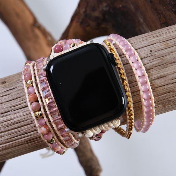 bangle pink opal natural stone apple women watch band beads boho 5x wrap vegan wax rope watch strap wrist band bracelet accessories, Black
bangle pink opal natural stone apple women watch band beads boho 5x wrap vegan wax rope watch strap wrist band bracelet accessories, Black