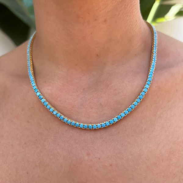 necklaces gold plated 3mm turquoises stone tennis chain choker women necklace fashion women collar jewelry, Silver
necklaces gold plated 3mm turquoises stone tennis chain choker women necklace fashion women collar jewelry, Silver