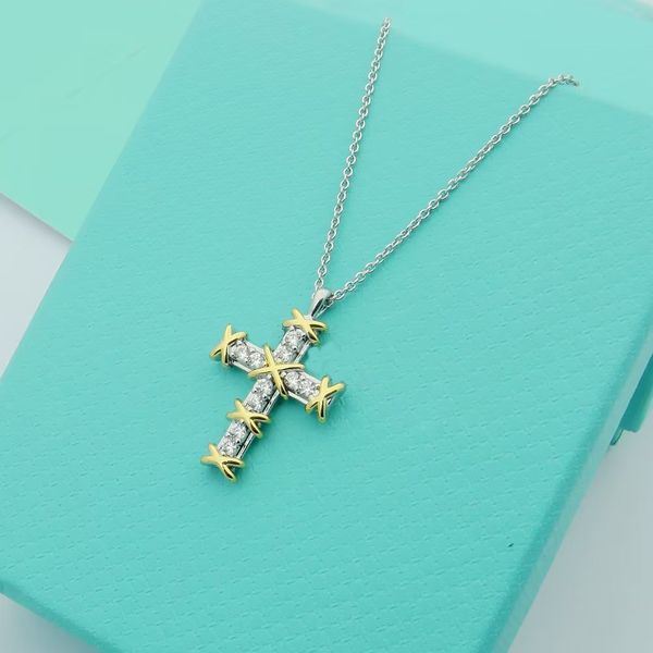 cross necklace female european and american fashion x-shaped diamond clavicle necklace color separation electroplating cross pendant, Silver
cross necklace female european and american fashion x-shaped diamond clavicle necklace color separation electroplating cross pendant, Silver