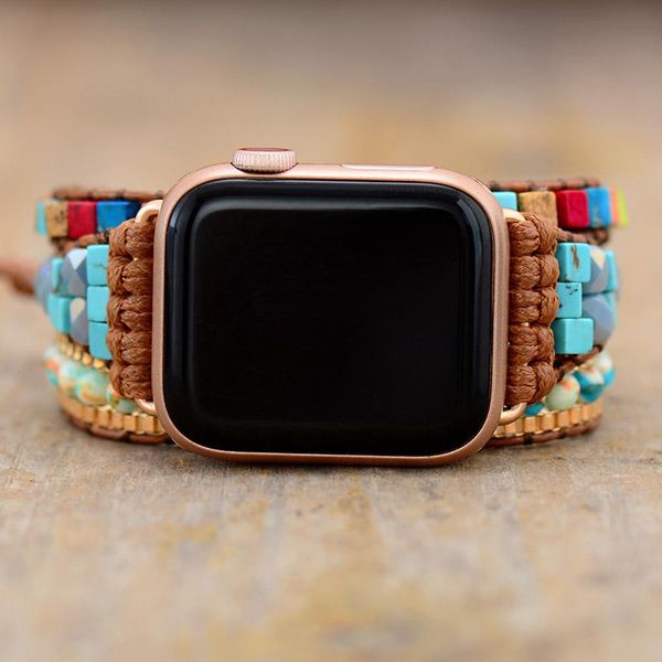 bangle natural stone imperial jasper aple watch band beads boho 3 wrap wax rope watch strap vegan wristband gift wholesale dropship, Black
bangle natural stone imperial jasper aple watch band beads boho 3 wrap wax rope watch strap vegan wristband gift wholesale dropship, Black