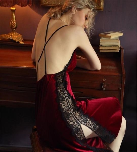 nightgown women sleepwear fallwinter gold velvet beauty back suspender dress lace side split temptation nightdress 2202119126466, Red;black
nightgown women sleepwear fallwinter gold velvet beauty back suspender dress lace side split temptation nightdress 2202119126466, Red;black
