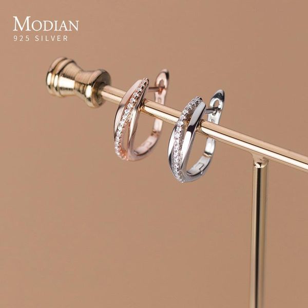 huggie modian 100% real 925 sterling silver clear cz geometric twist of fate hoop earrings for women korea style fine jewelry brincos, Golden;silver
huggie modian 100% real 925 sterling silver clear cz geometric twist of fate hoop earrings for women korea style fine jewelry brincos, Golden;silver