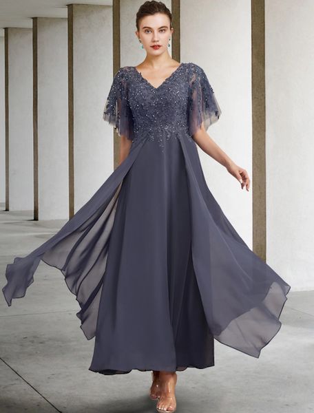 vintage a-line mother of the bride dress 2203 elegant v-neck ankle length chiffon lace short sleeve with beading wedding guest party gowns, Black;red
vintage a-line mother of the bride dress 2203 elegant v-neck ankle length chiffon lace short sleeve with beading wedding guest party gowns, Black;red