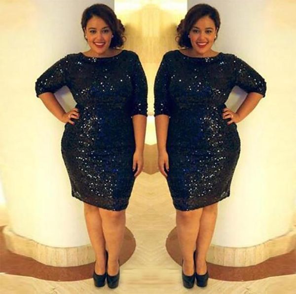 sparkly navy plus size cocktail dress half sleeve knee length sheath shiny sequined party gowns custom size sd34065757615, Black
sparkly navy plus size cocktail dress half sleeve knee length sheath shiny sequined party gowns custom size sd34065757615, Black