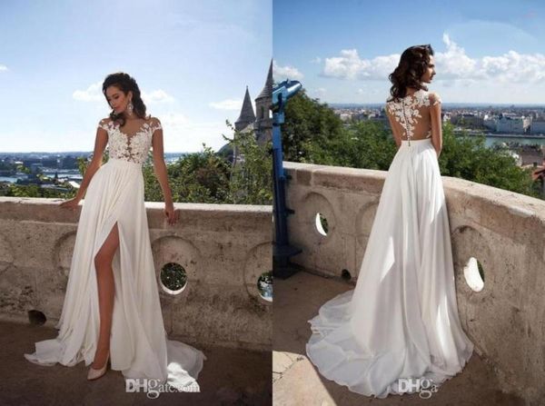 new beach aline sheer scoop wedding dress appliques chiffon plests bridal wedding gown soft skin color tulle split aside6816415, White
new beach aline sheer scoop wedding dress appliques chiffon plests bridal wedding gown soft skin color tulle split aside6816415, White