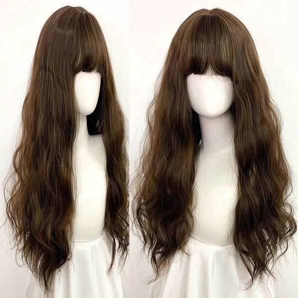 bangs synthetic lace front wig glueless brunette hair wig lace wigs for women natural hairline cosplay wigs synthetic, Black
bangs synthetic lace front wig glueless brunette hair wig lace wigs for women natural hairline cosplay wigs synthetic, Black