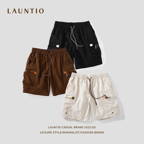 leisure 2023 summer three color versatile cargo pants men's lace up large pocket loose men's shorts, White;black
leisure 2023 summer three color versatile cargo pants men's lace up large pocket loose men's shorts, White;black