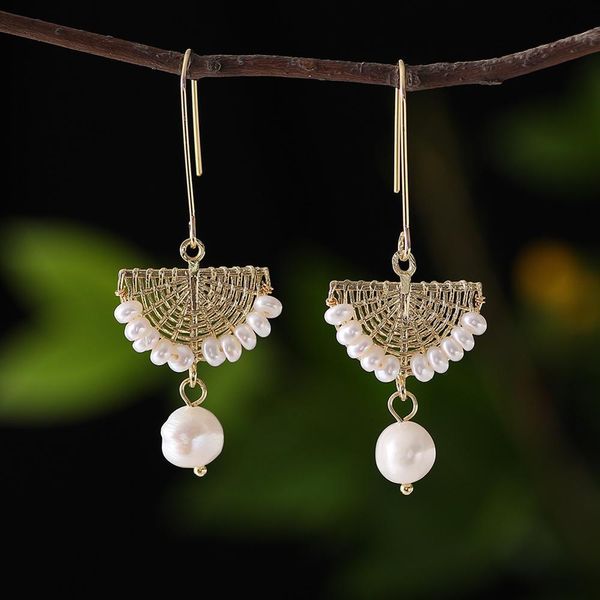 knot coeufuedy handmade scalloped pearl drop earring natural freshwater pearl earrings for women wedding party fine jewelry, Silver
knot coeufuedy handmade scalloped pearl drop earring natural freshwater pearl earrings for women wedding party fine jewelry, Silver