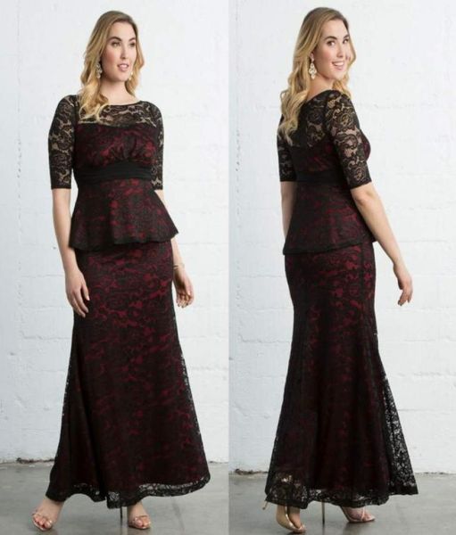 charming plus size lace evening dresses with half sleeves sheer bateau neck peplum evening gowns mermaid ankle length long formal 1854438, Black
charming plus size lace evening dresses with half sleeves sheer bateau neck peplum evening gowns mermaid ankle length long formal 1854438, Black