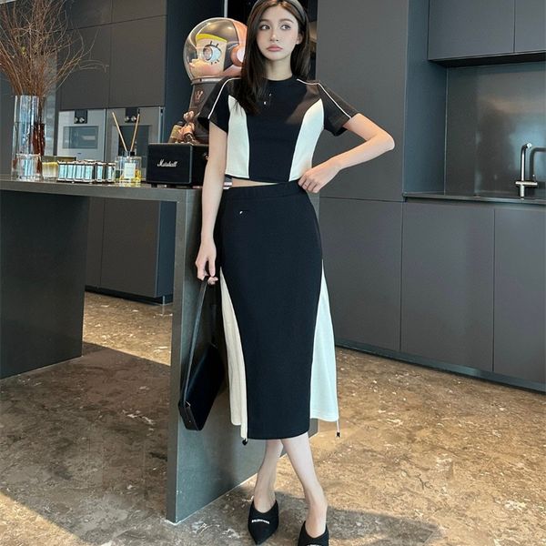 women tracksuit two piece dress two piece set women short t shirt and bodycon skirt color block casual summer suits, White
women tracksuit two piece dress two piece set women short t shirt and bodycon skirt color block casual summer suits, White