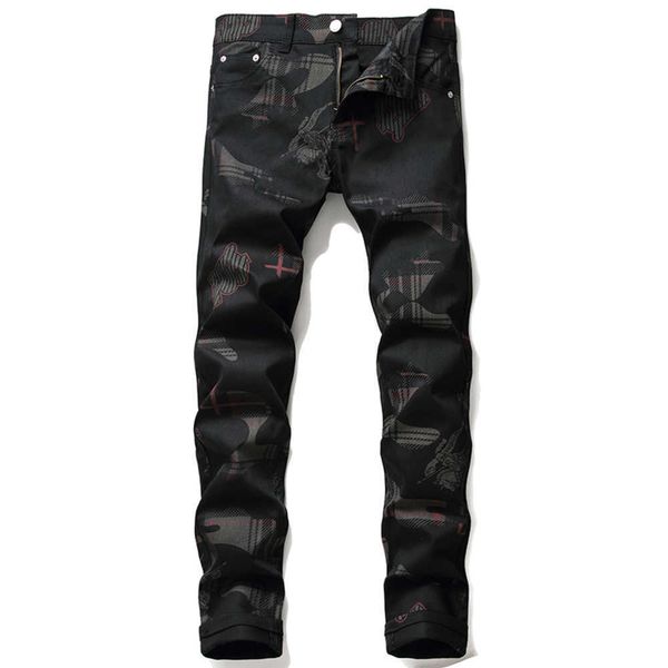 black printed men's jeans summer casual stretch pants pantalones para hombre vaqueros, Blue
black printed men's jeans summer casual stretch pants pantalones para hombre vaqueros, Blue