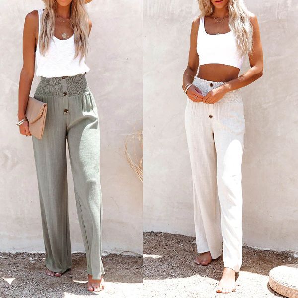 2023 fashion design new spring/summer casual women's button color elastic waist straight barrel pants temperament commuter style wide l, Black;white
2023 fashion design new spring/summer casual women's button color elastic waist straight barrel pants temperament commuter style wide l, Black;white