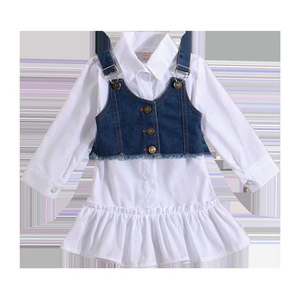 girl's dresses summer baby lapel shirt casual girl long sleeved ruffled dress+denim vest two-piece children's clothing g220523, Red;yellow
girl's dresses summer baby lapel shirt casual girl long sleeved ruffled dress+denim vest two-piece children's clothing g220523, Red;yellow