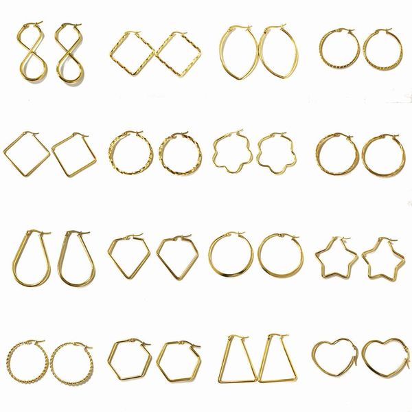 huggie 10 pairs/set random heart star goldcolor big hoop earrings punk stainless steel earrings for girls women jewelry 2021 new, Golden;silver
huggie 10 pairs/set random heart star goldcolor big hoop earrings punk stainless steel earrings for girls women jewelry 2021 new, Golden;silver