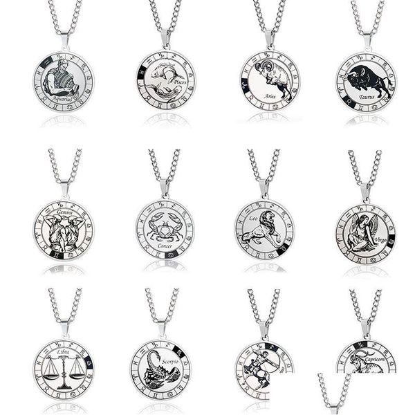 pendant necklaces 12 constellation necklace couple stainless steel fashion jewelry accessories drop delivery pendants dh1au, Silver
pendant necklaces 12 constellation necklace couple stainless steel fashion jewelry accessories drop delivery pendants dh1au, Silver