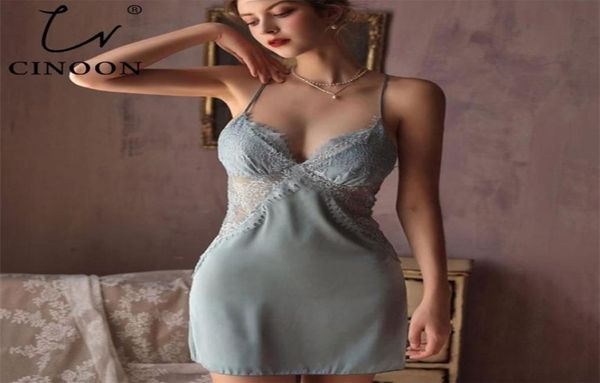 cinoon women nightgowns lace satin sleepwear vneck nightdress with chest pads homewear thin backless lounge soft nightwear 22712921, Red;black
cinoon women nightgowns lace satin sleepwear vneck nightdress with chest pads homewear thin backless lounge soft nightwear 22712921, Red;black