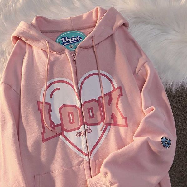 pink hooded hiphop sweater cardigan spring and autumn students loose design lovers' coat fashion, Black
pink hooded hiphop sweater cardigan spring and autumn students loose design lovers' coat fashion, Black