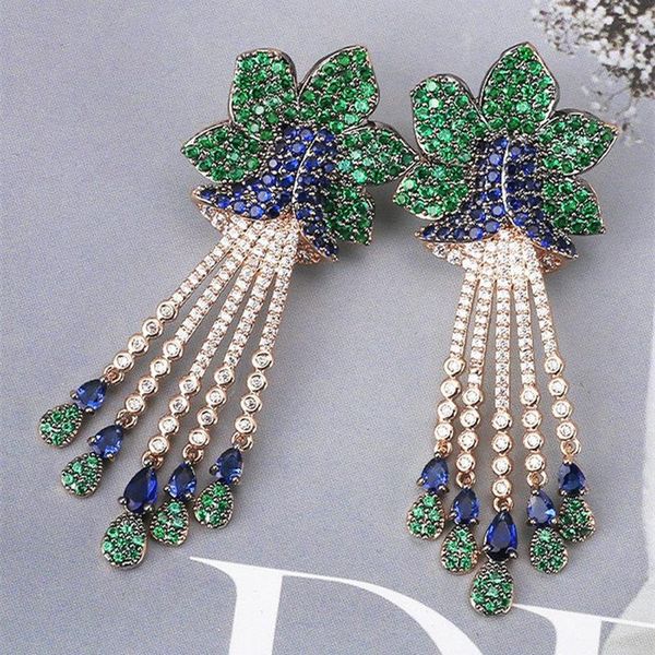 knot bilincolor fashion green flower zircon tassel long drop earring for women, Silver
knot bilincolor fashion green flower zircon tassel long drop earring for women, Silver