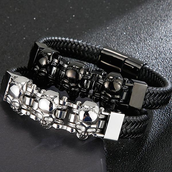 bangle punk skull wristband charms leather man bracelet homme with magnetic clasp black plated stainless steel mens jewellery engraving
bangle punk skull wristband charms leather man bracelet homme with magnetic clasp black plated stainless steel mens jewellery engraving