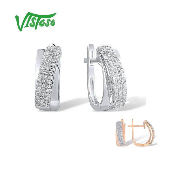 back vistoso genuine 14k 585 white/rose gold earrings for lady sparkling diamond classic earrings wedding engagement fine jewelry, Silver
back vistoso genuine 14k 585 white/rose gold earrings for lady sparkling diamond classic earrings wedding engagement fine jewelry, Silver