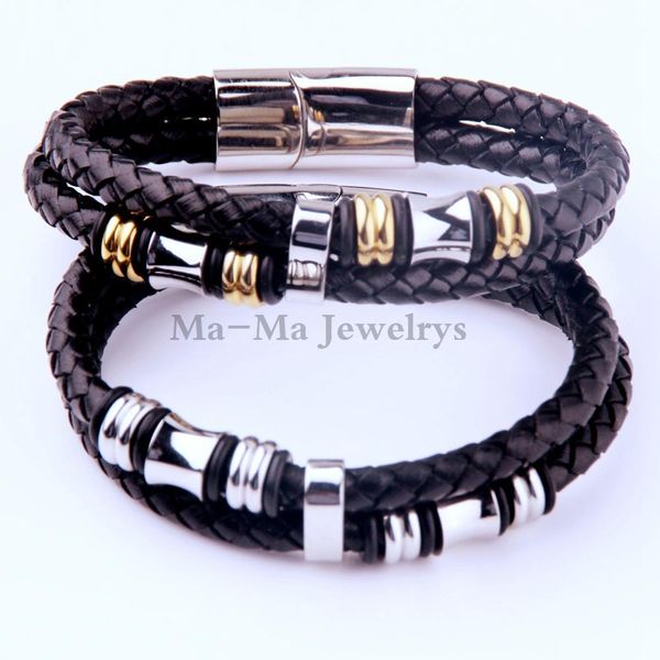 bangle trendy stainless steel with pu genuine leather bracelet men's business chain bangle, Black
bangle trendy stainless steel with pu genuine leather bracelet men's business chain bangle, Black