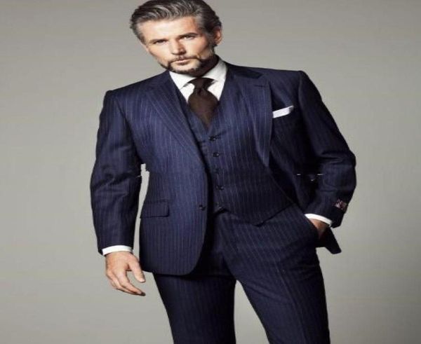 new fashionable two button navy blue with strips wedding groom tuxedos peak lapel groomsmen men suits prom blazer jacketpantsve8224115, Black;gray
new fashionable two button navy blue with strips wedding groom tuxedos peak lapel groomsmen men suits prom blazer jacketpantsve8224115, Black;gray