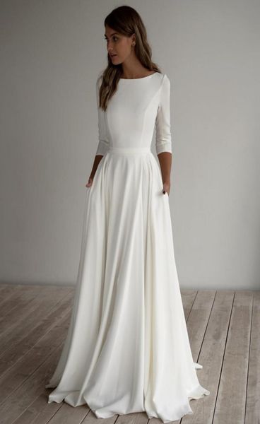 2020 aline crepe modest wedding dress long sleeves pockest sweep train simple elegant informal boho bridal gowns sleeved custom m3552189, White
2020 aline crepe modest wedding dress long sleeves pockest sweep train simple elegant informal boho bridal gowns sleeved custom m3552189, White