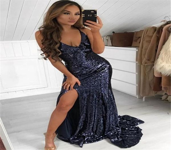 glamorous spaghettistraps sequins evening gown 2019 navy blue vneck sideslit mermaid long cocktail prom dresses9924484, Black
glamorous spaghettistraps sequins evening gown 2019 navy blue vneck sideslit mermaid long cocktail prom dresses9924484, Black
