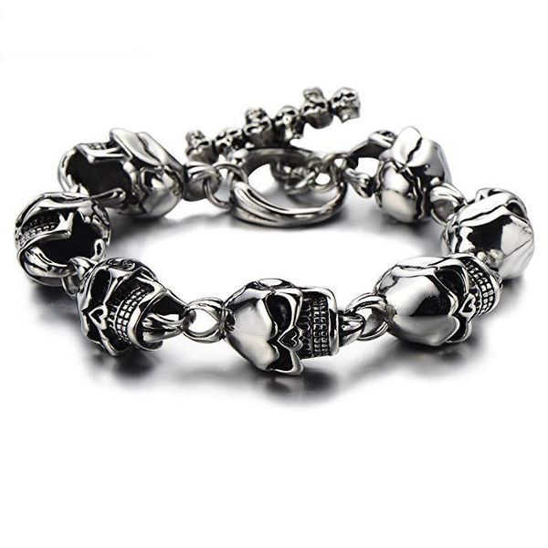 bangle men women skull bracelets stainless steel skulls head chain bangle bracelet gothic punk biker jewelry pulseira calavera, Black
bangle men women skull bracelets stainless steel skulls head chain bangle bracelet gothic punk biker jewelry pulseira calavera, Black