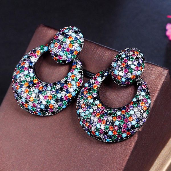 knot cwwzircons bright cubic zirconia pave multi color big circle drop luxury chunky earrings for women pageant jewellery cz328, Silver
knot cwwzircons bright cubic zirconia pave multi color big circle drop luxury chunky earrings for women pageant jewellery cz328, Silver