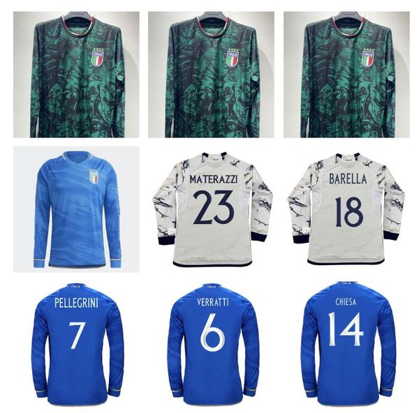 2023 italy verratti mens soccer jerseys national team pinamonti totti raspadori chiesa barella bonucci home blue away special edition long s, Black;yellow
2023 italy verratti mens soccer jerseys national team pinamonti totti raspadori chiesa barella bonucci home blue away special edition long s, Black;yellow
