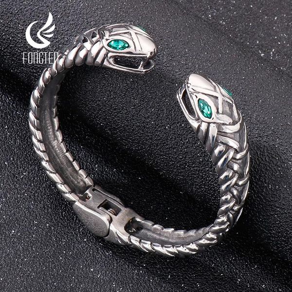 bangle fongten vintage snake charm open bangle for men stainless steel green zircon eye punk fahsion viking wrist band male accessories, Black
bangle fongten vintage snake charm open bangle for men stainless steel green zircon eye punk fahsion viking wrist band male accessories, Black