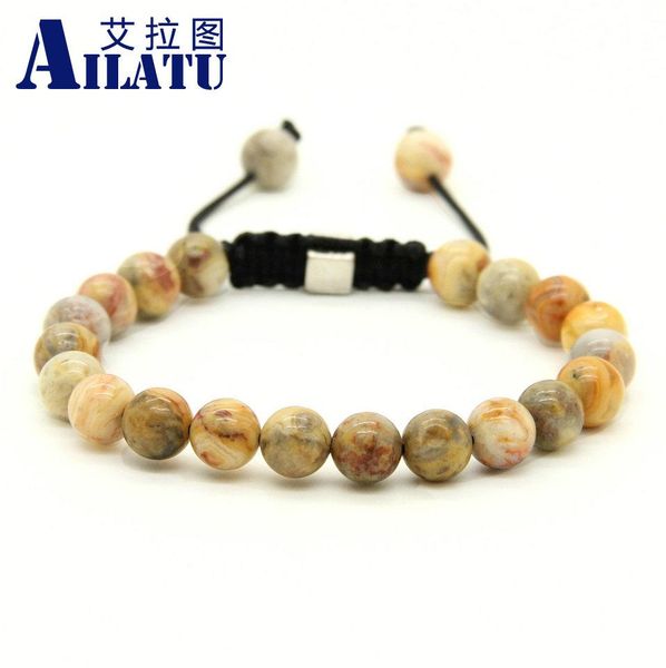 bangle ailatu wholesale jewelry 10pcs/lot mens 8mm natural crazy and zebra stone beads macrame braided lucky bracelets, Black
bangle ailatu wholesale jewelry 10pcs/lot mens 8mm natural crazy and zebra stone beads macrame braided lucky bracelets, Black