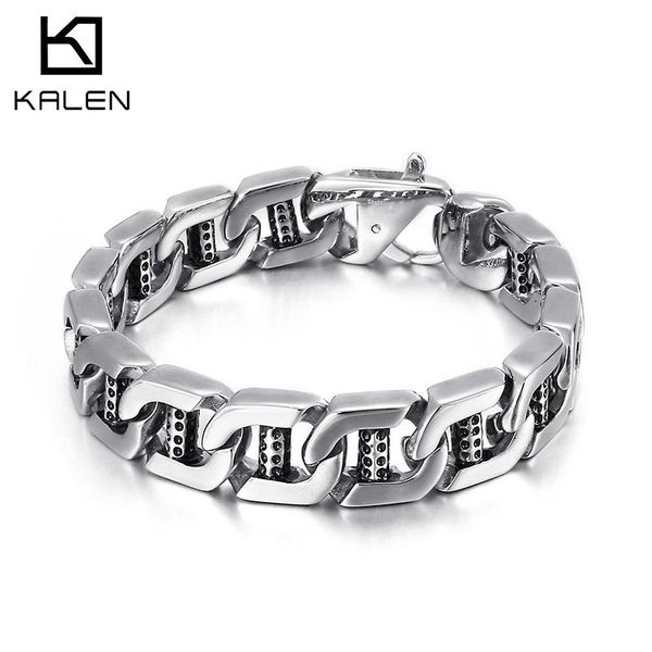 bangle kalen punk style mechanical chain 15mm wide men's stainless steel bracelet jewelry, Black
bangle kalen punk style mechanical chain 15mm wide men's stainless steel bracelet jewelry, Black