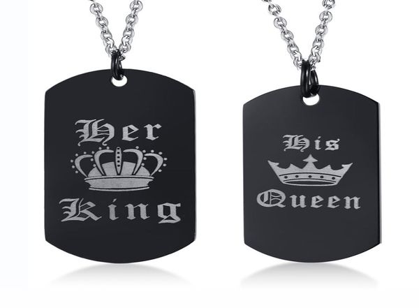 engraving her king his queen his and hers black dog tag set in stainless steel couples necklace set1330544, Silver
engraving her king his queen his and hers black dog tag set in stainless steel couples necklace set1330544, Silver