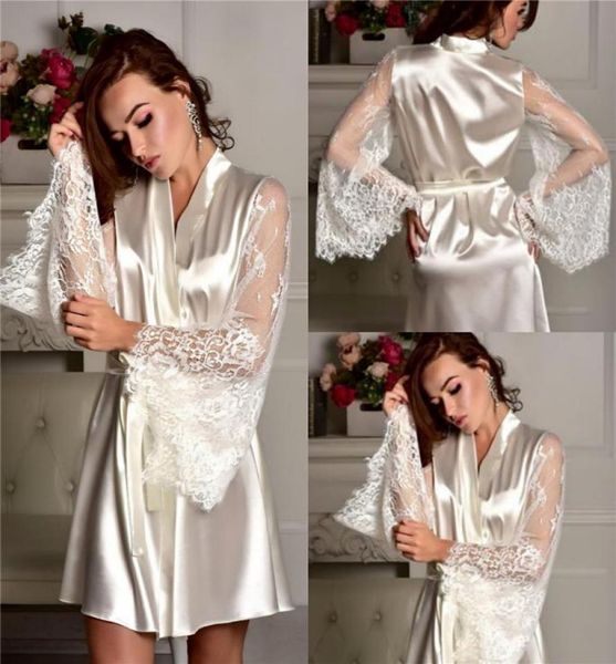 chic ivory satin silk night robes women lace appliques long sleeve dress with belt both robe formal event night sleepwear9425515, White
chic ivory satin silk night robes women lace appliques long sleeve dress with belt both robe formal event night sleepwear9425515, White