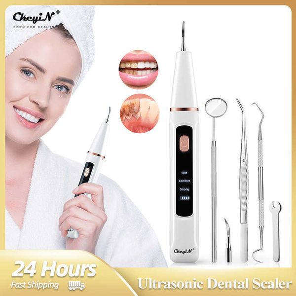 Image of Oral Irrigators CkeyiN Ultrasonic Dental Scaler Electric Sonic Tartar Eliminator Plaque Dental Calculus Remover Teeth Whitening Instrument G230523