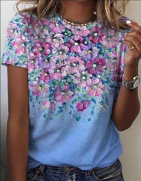 designer new women's t-shirt vacation loose print floral crew neck fashion casual short sleeve t-shirt, White
designer new women's t-shirt vacation loose print floral crew neck fashion casual short sleeve t-shirt, White