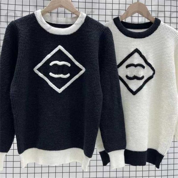 women's sweaters designer 23ccs fashion long sleeve knitwear women casual designer, White;black
women's sweaters designer 23ccs fashion long sleeve knitwear women casual designer, White;black
