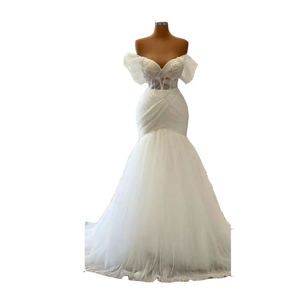 2023 simple mermaid wedding dresses satin off shoulder illusion short sleeves lace appliques bridal gowns plus size vestido de noiva custom, White
2023 simple mermaid wedding dresses satin off shoulder illusion short sleeves lace appliques bridal gowns plus size vestido de noiva custom, White