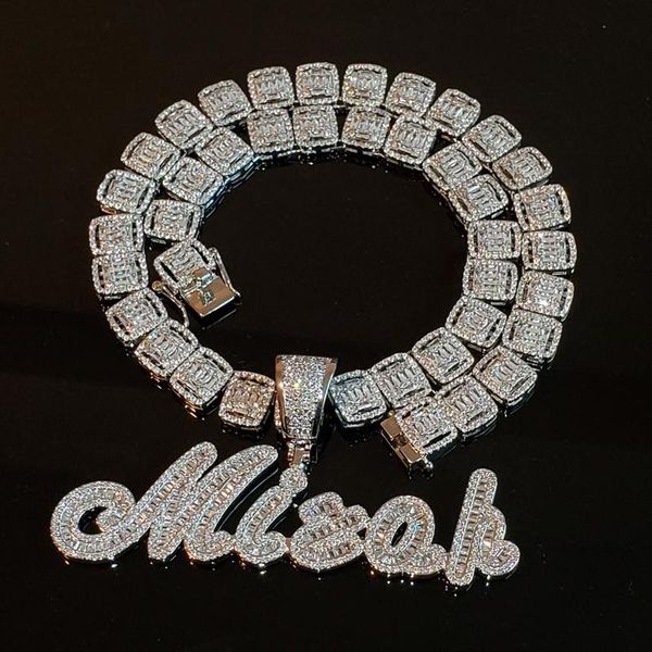 necklaces custom brush cursive iced out letter pendant name necklace baguettes chain micro paved cz personalized hiphop jewelry, Silver
necklaces custom brush cursive iced out letter pendant name necklace baguettes chain micro paved cz personalized hiphop jewelry, Silver