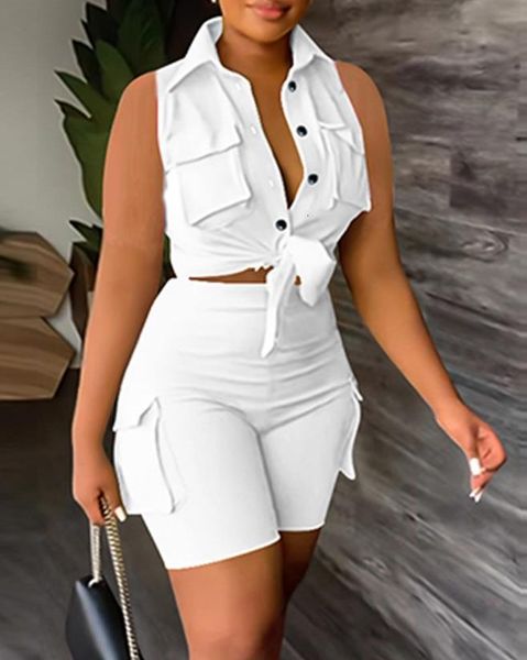 women's two piece pants two piece sets womens outifits summer fashion buttoned pocket design turn-down collar sleeveless casual shorts, White
women's two piece pants two piece sets womens outifits summer fashion buttoned pocket design turn-down collar sleeveless casual shorts, White